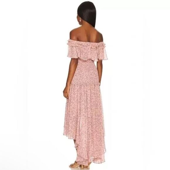 MISA Los Angeles Giada Dress in Rose Paisley smocked midi chiffon New M $491 - Picture 4 of 14